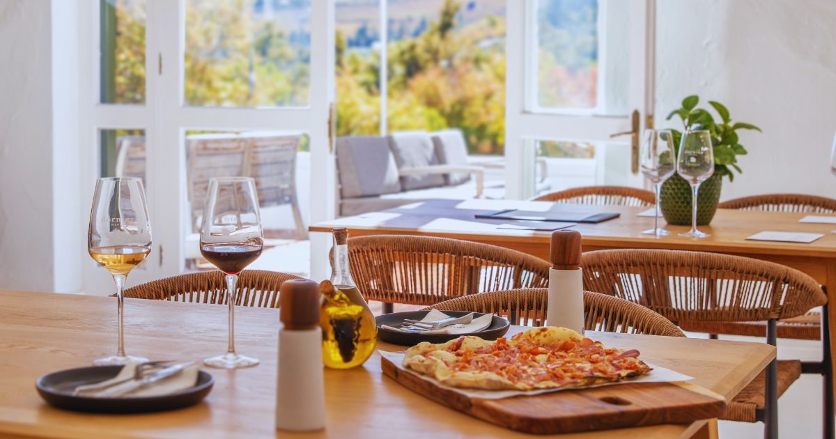 Wine and food at a Stellenbosch estate restaurant